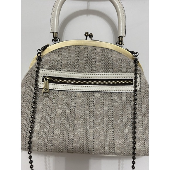 Patricia Nash Beige Cable Knit Kiss Lock Cross Body - Picture 7 of 9